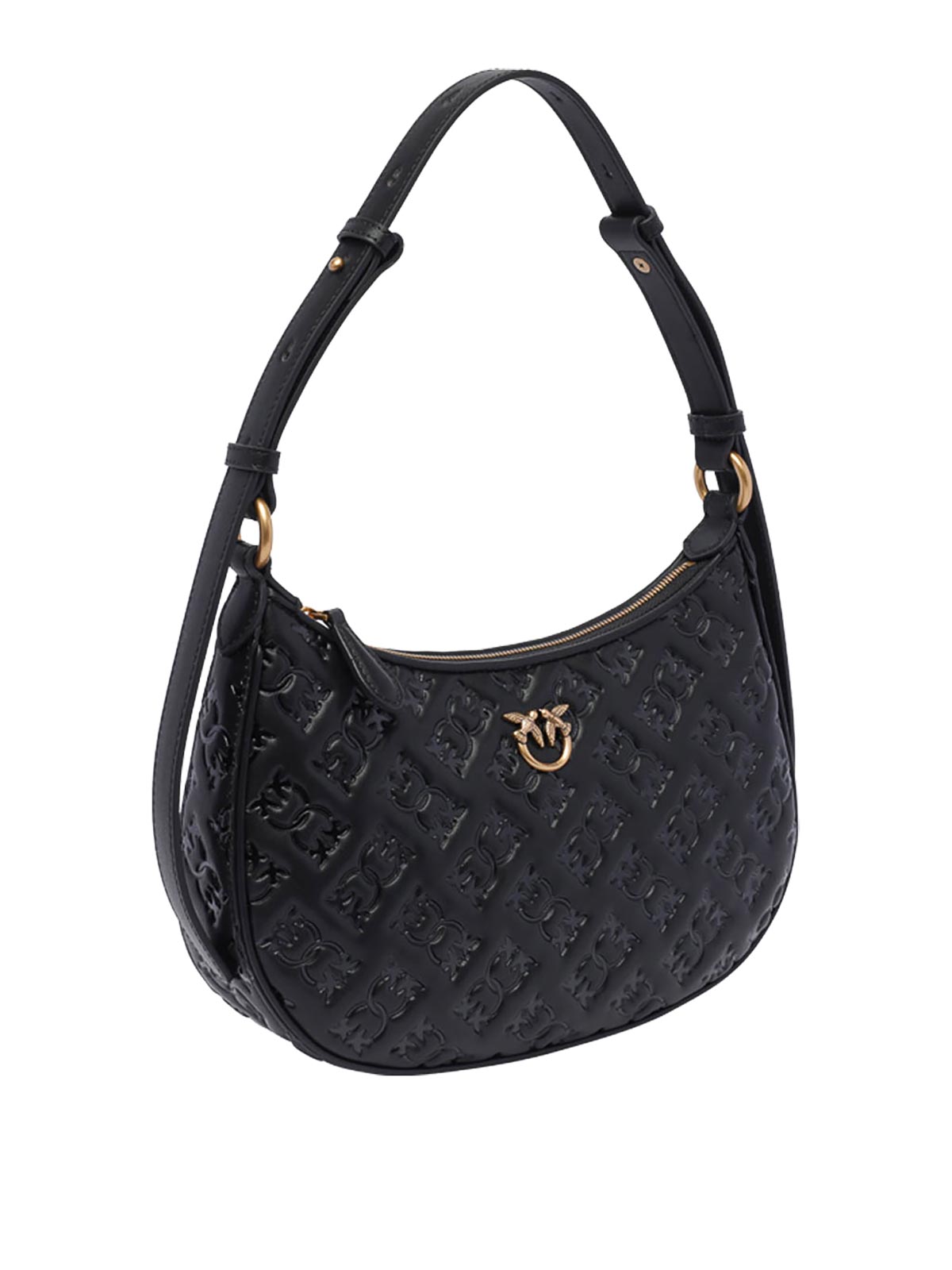 Shop Pinko Black Mini Half Moon Shoulder Bag