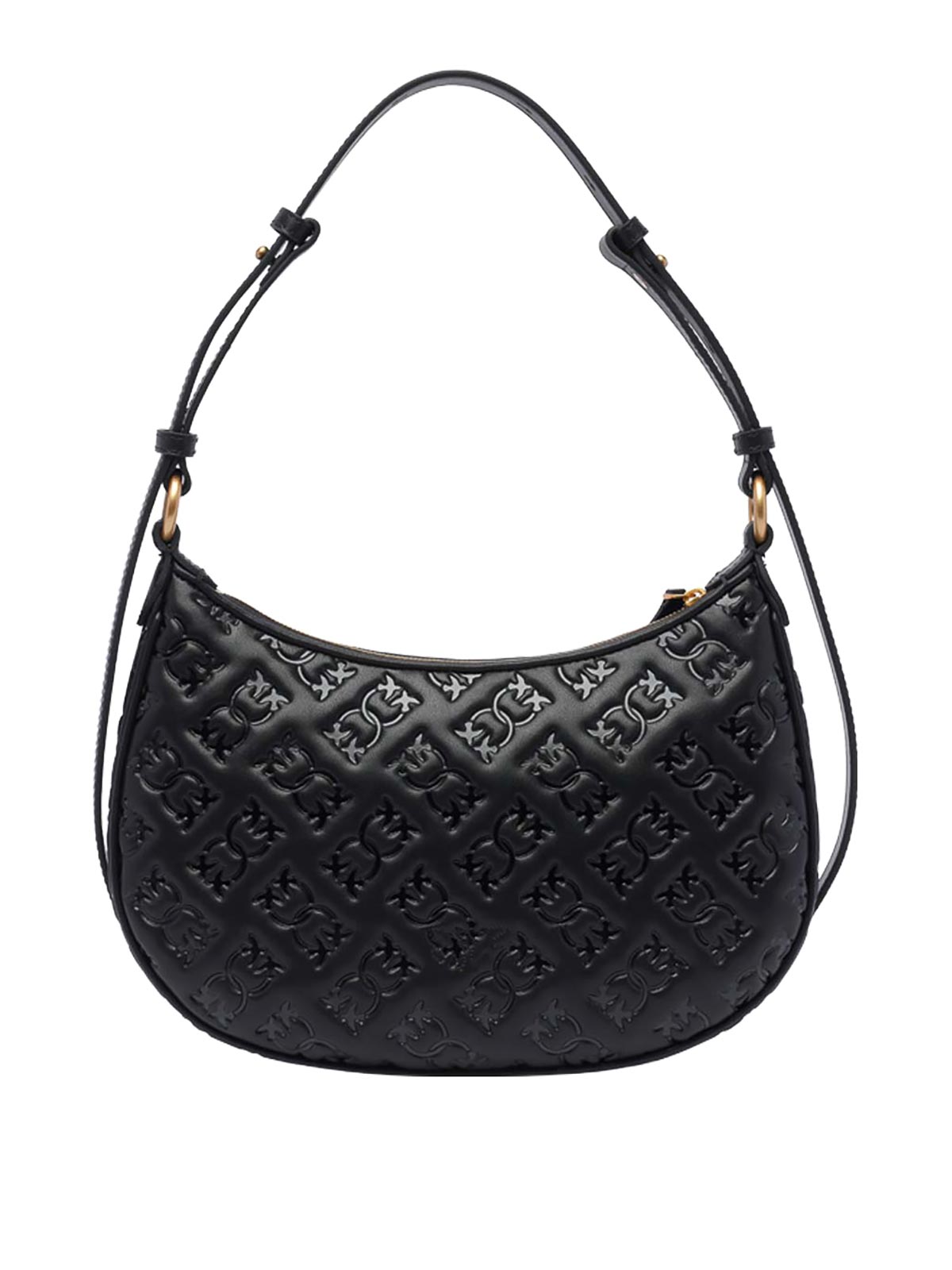 Shop Pinko Black Mini Half Moon Shoulder Bag