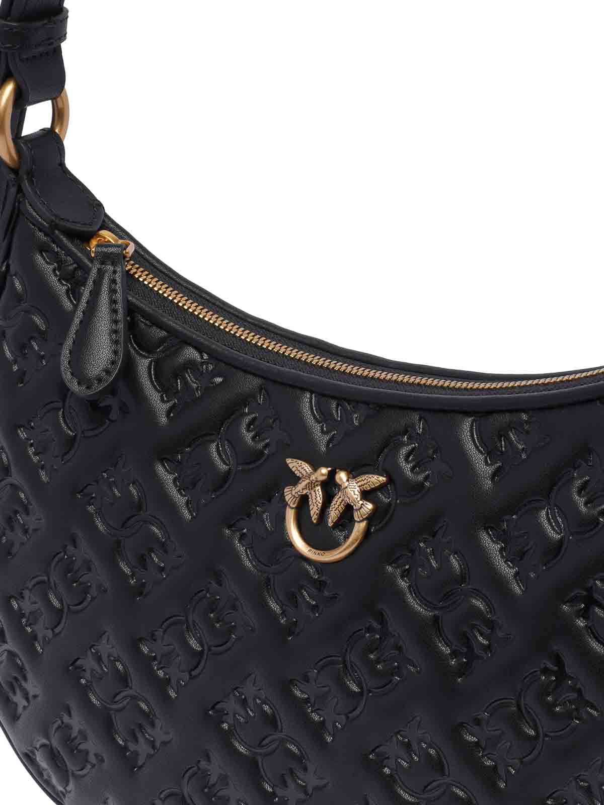 Shop Pinko Black Mini Half Moon Shoulder Bag