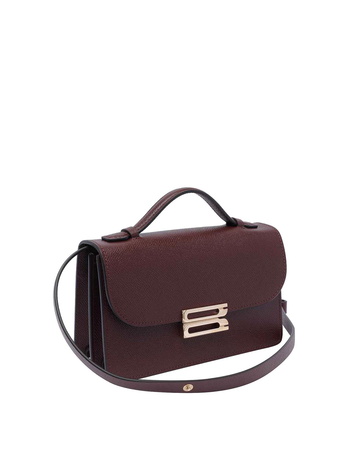 Shop Victoria Beckham Burgundy Mini Bbuckle Handbag In Red