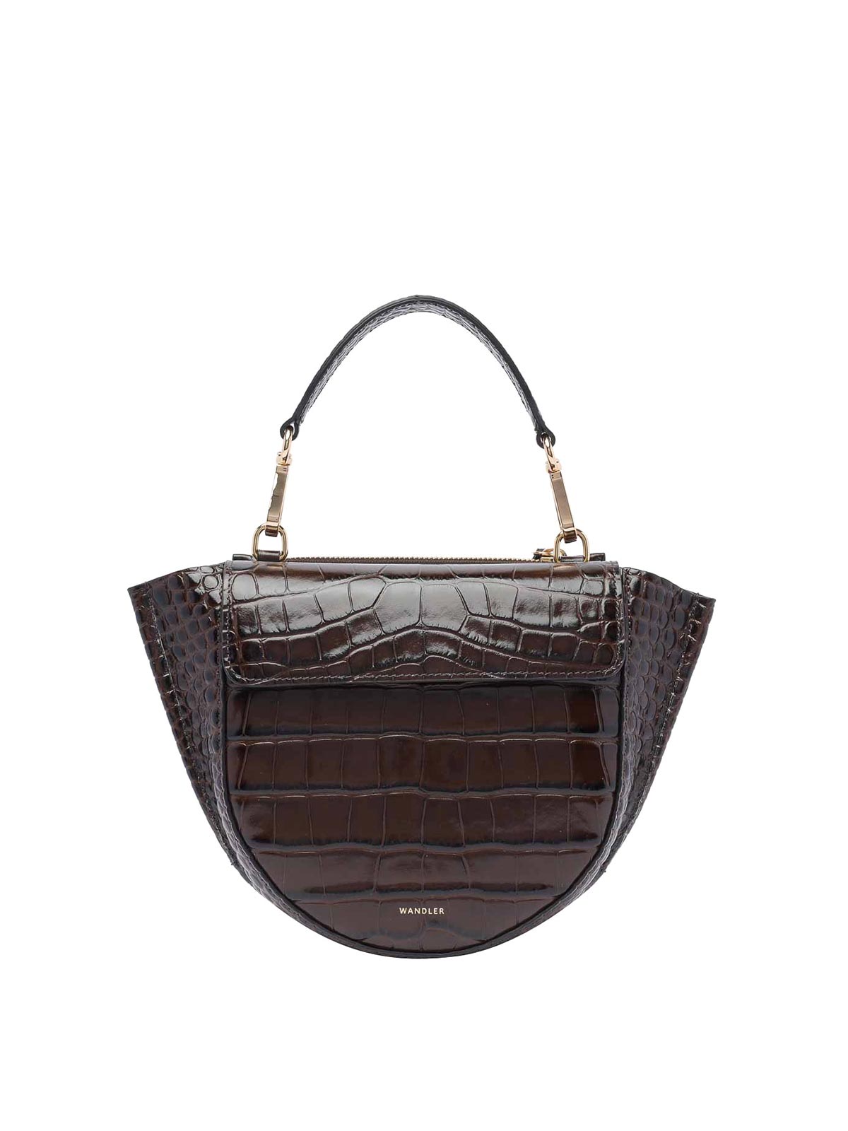 Shop Wandler Brown Cocco Hortensia Mini Hand Bag