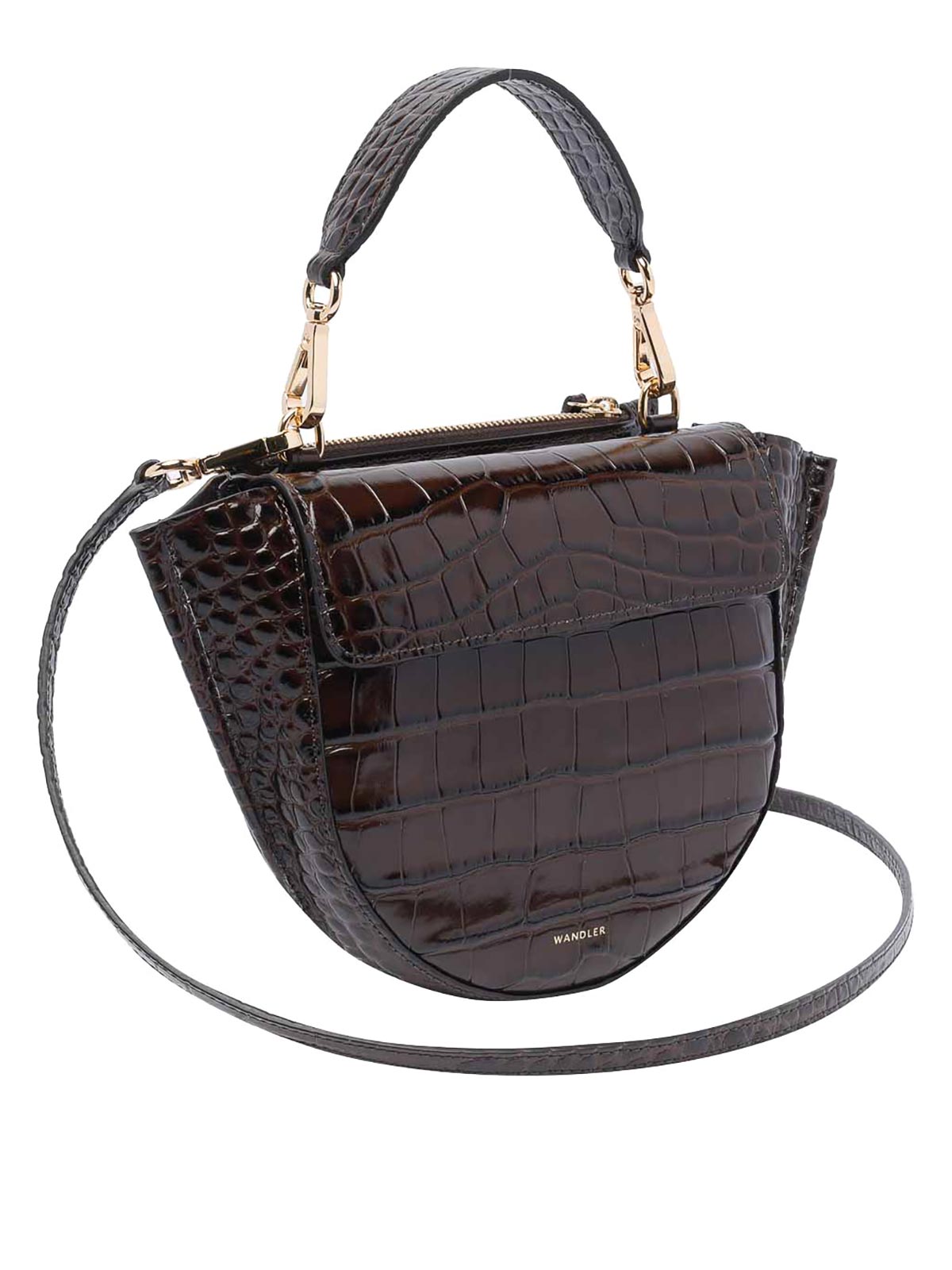 Shop Wandler Brown Cocco Hortensia Mini Hand Bag