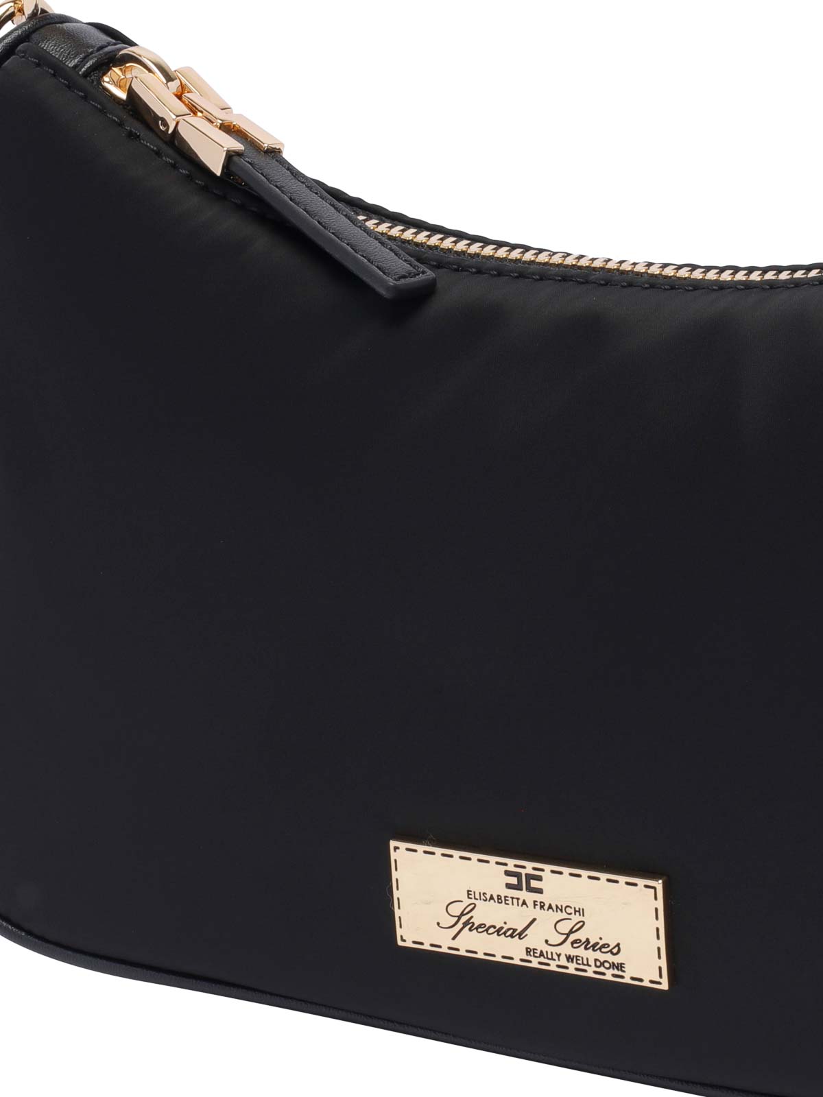 Shop Elisabetta Franchi Double Shoulder Strap And Logo Bag In Black