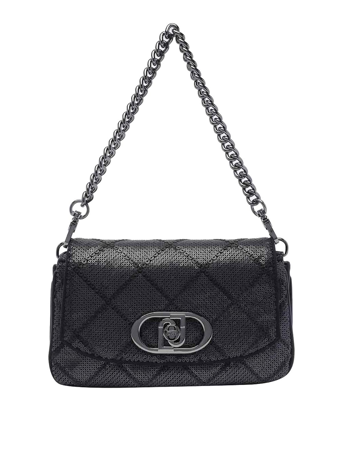 Liu •jo Medium Logo Crossbody Bag In Black