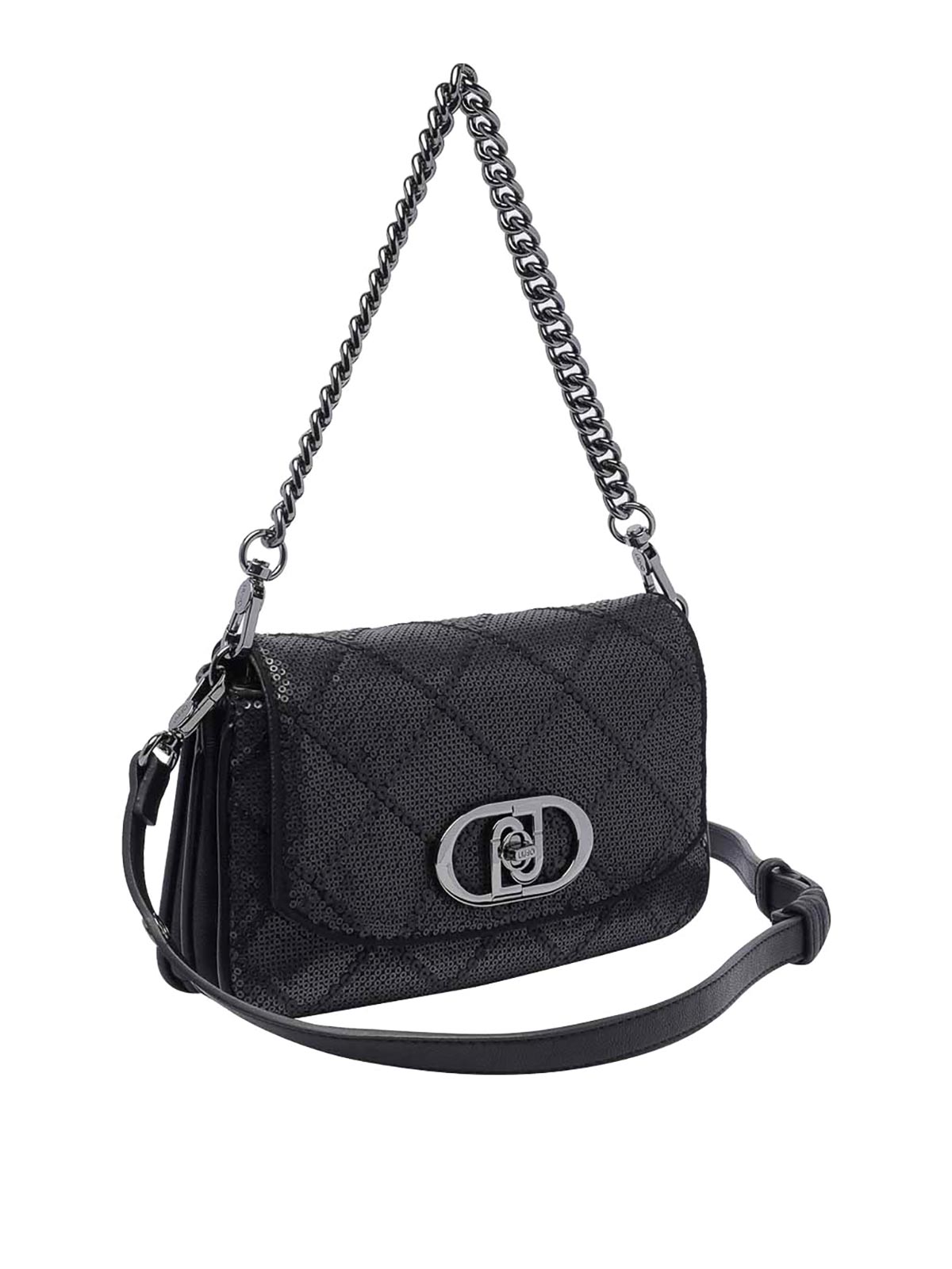 Shop Liu •jo Medium Logo Crossbody Bag In Black