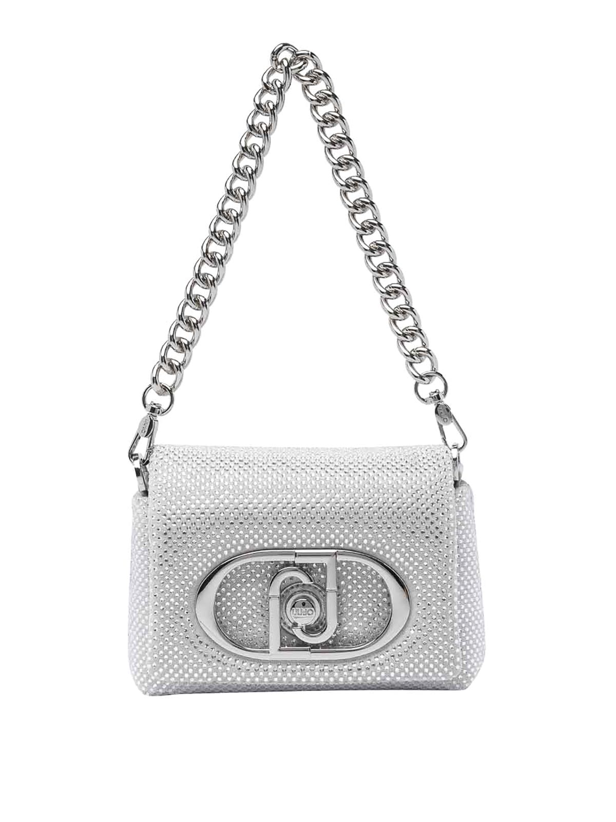 Liu •jo Logo Crossbody Bag In Silver