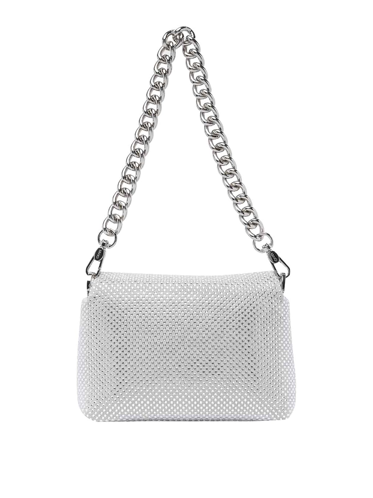 Shop Liu •jo Logo Crossbody Bag In Silver