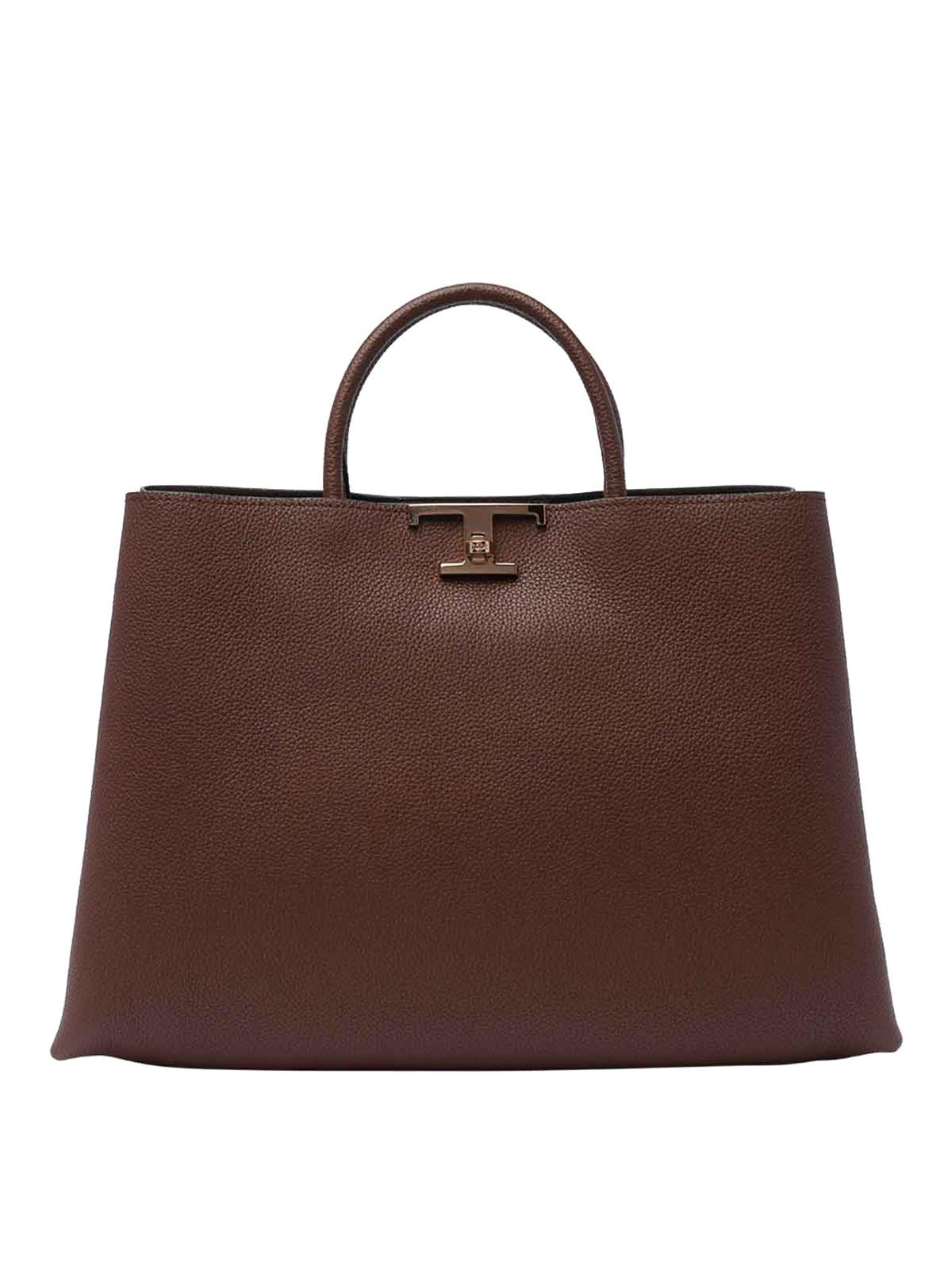 Tod's T Timeless Shopping Bag In Brown