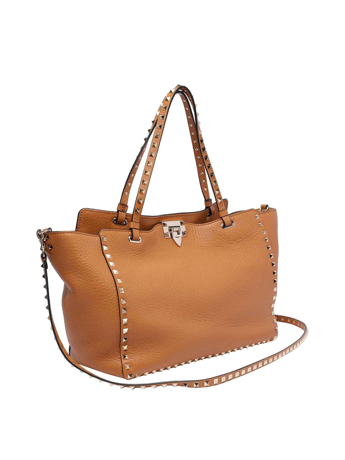 Shop Valentino Rockstud Medium Bag In Brown