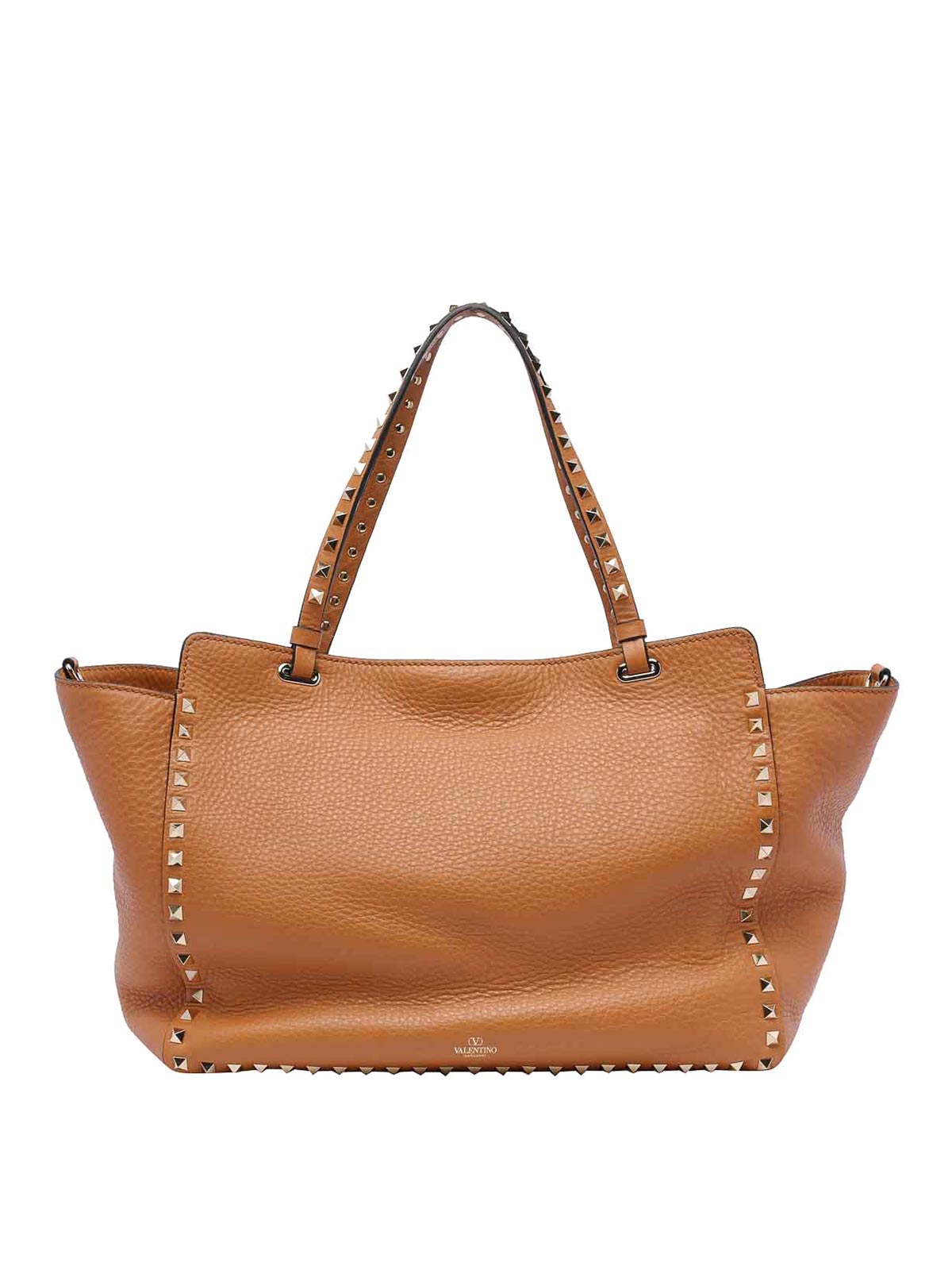 Shop Valentino Rockstud Medium Bag In Brown