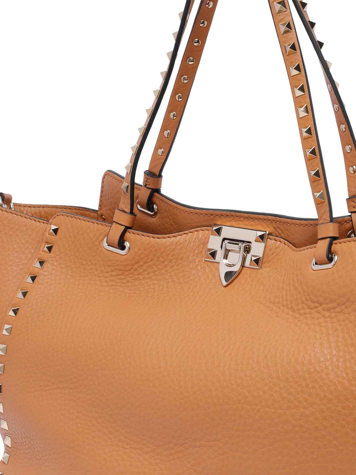 Shop Valentino Rockstud Medium Bag In Brown