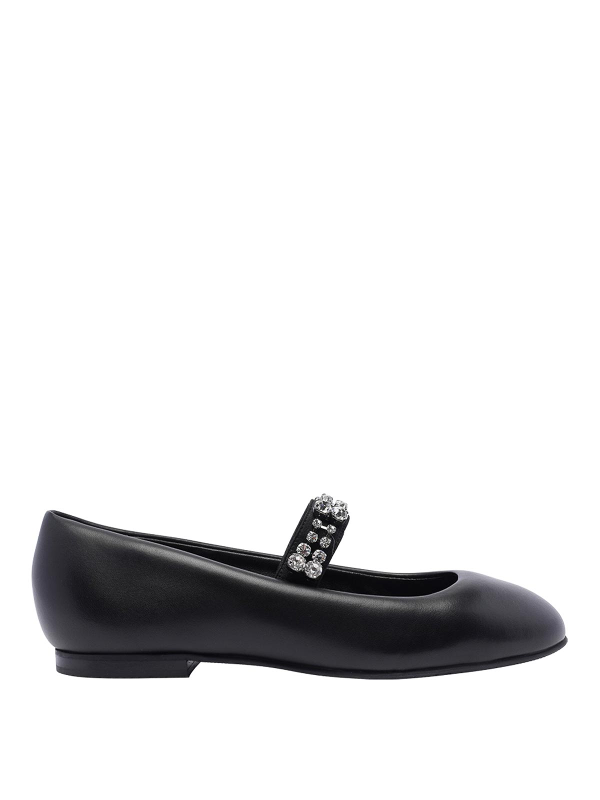 Shop Casadei Black Leather Ballets