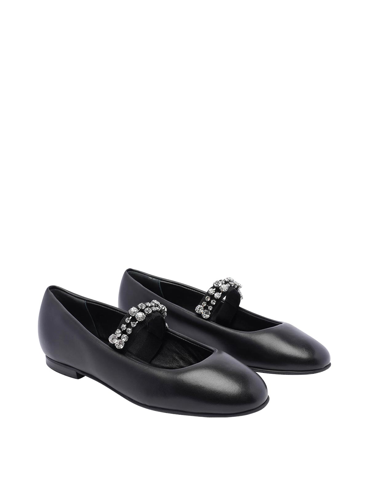 Shop Casadei Black Leather Ballets