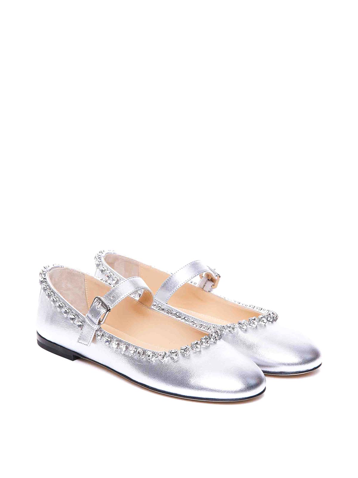 Shop Mach & Mach Audrey Ballets In Silver