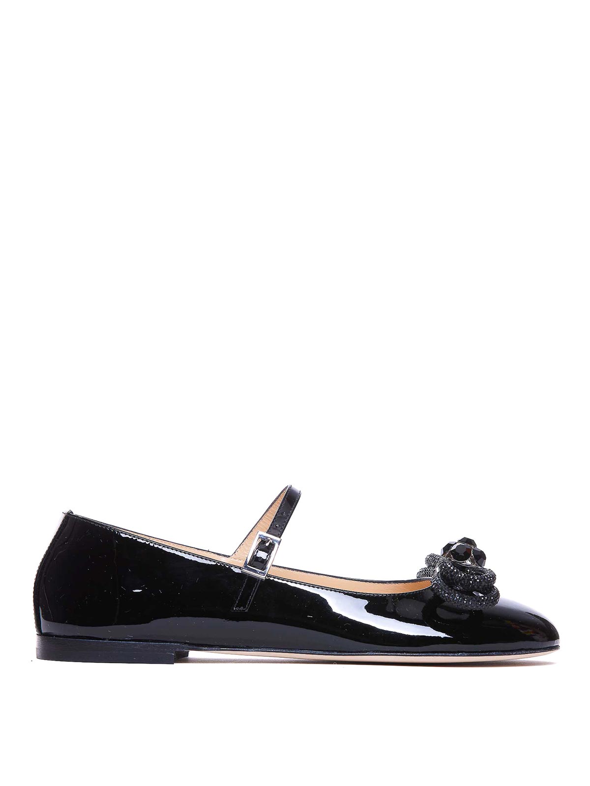 Shop Mach & Mach Double Bow Ballets In Black