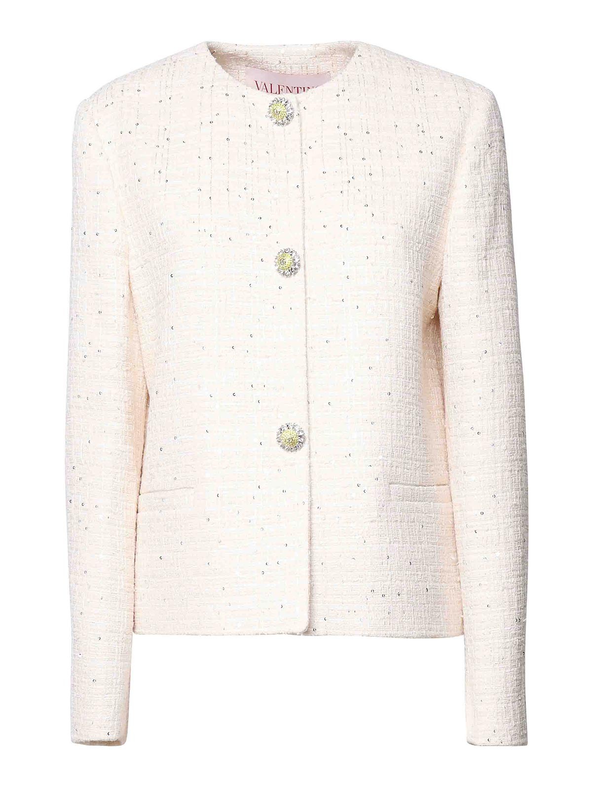 Valentino Garavani Cotton Tweed Jacket Beige 5B3CE3T08NDZ3K