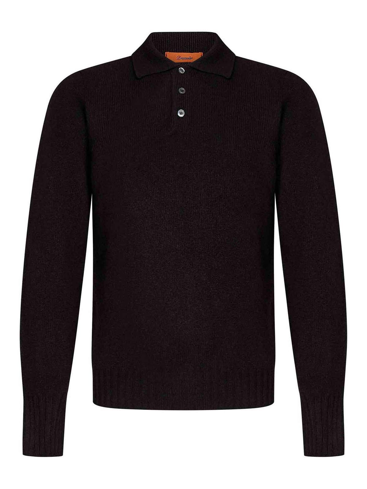 Shop Drumohr Long-sleeved Polo Shirt In Brown