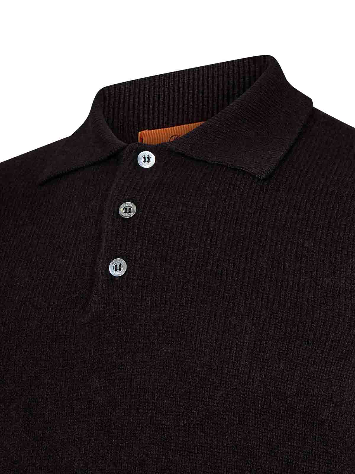 Shop Drumohr Long-sleeved Polo Shirt In Brown