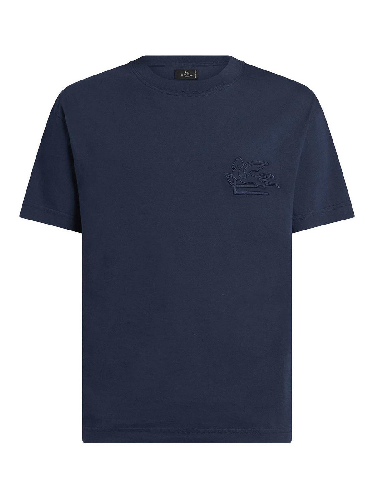 Shop Etro Navy Blue Cotton Jersey T-shirt