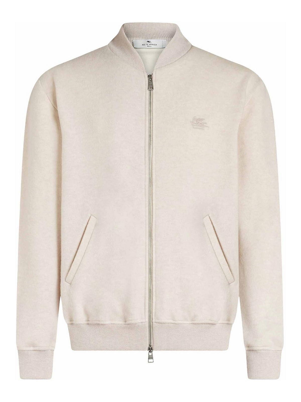 Shop Etro Beige Wool Blend Bomber Jacket