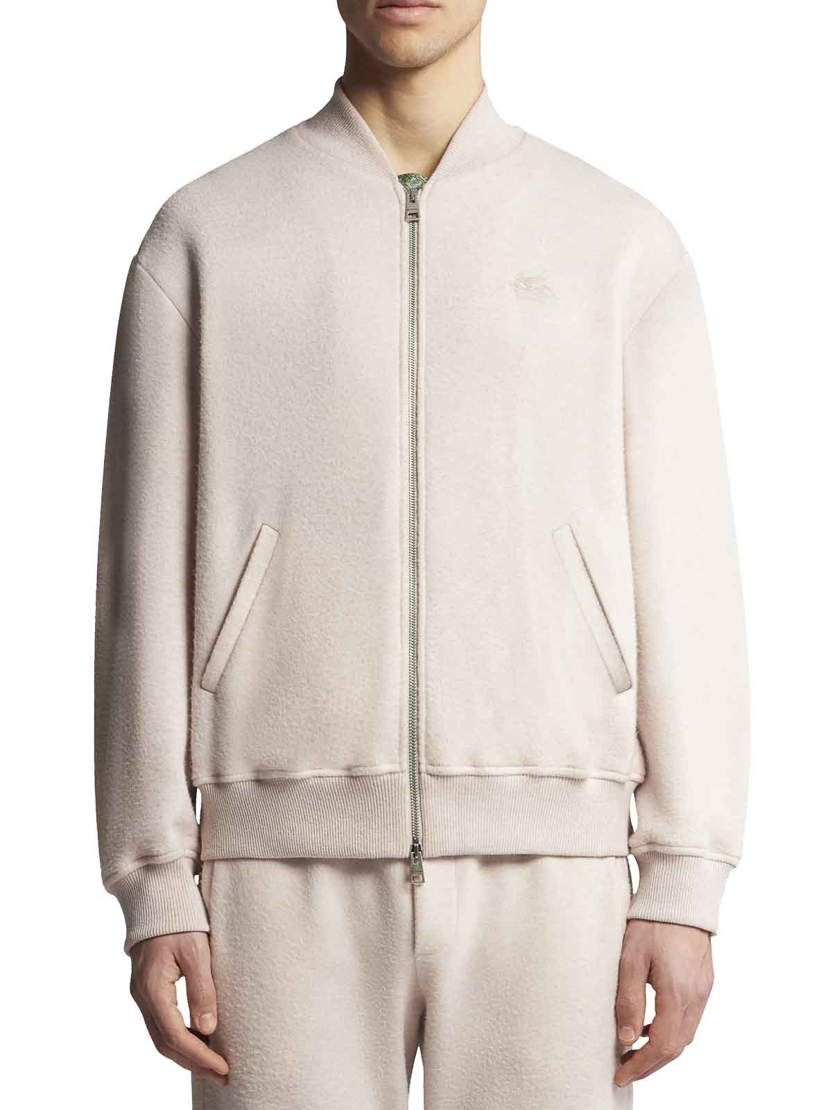 Shop Etro Beige Wool Blend Bomber Jacket