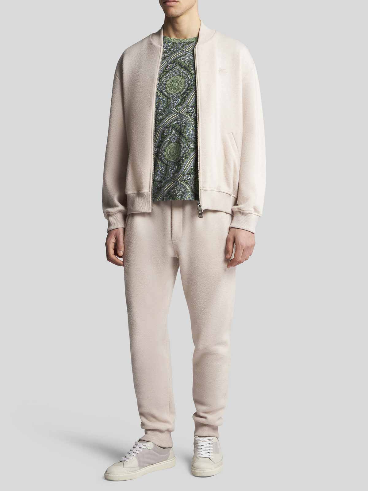 Shop Etro Beige Wool Blend Bomber Jacket