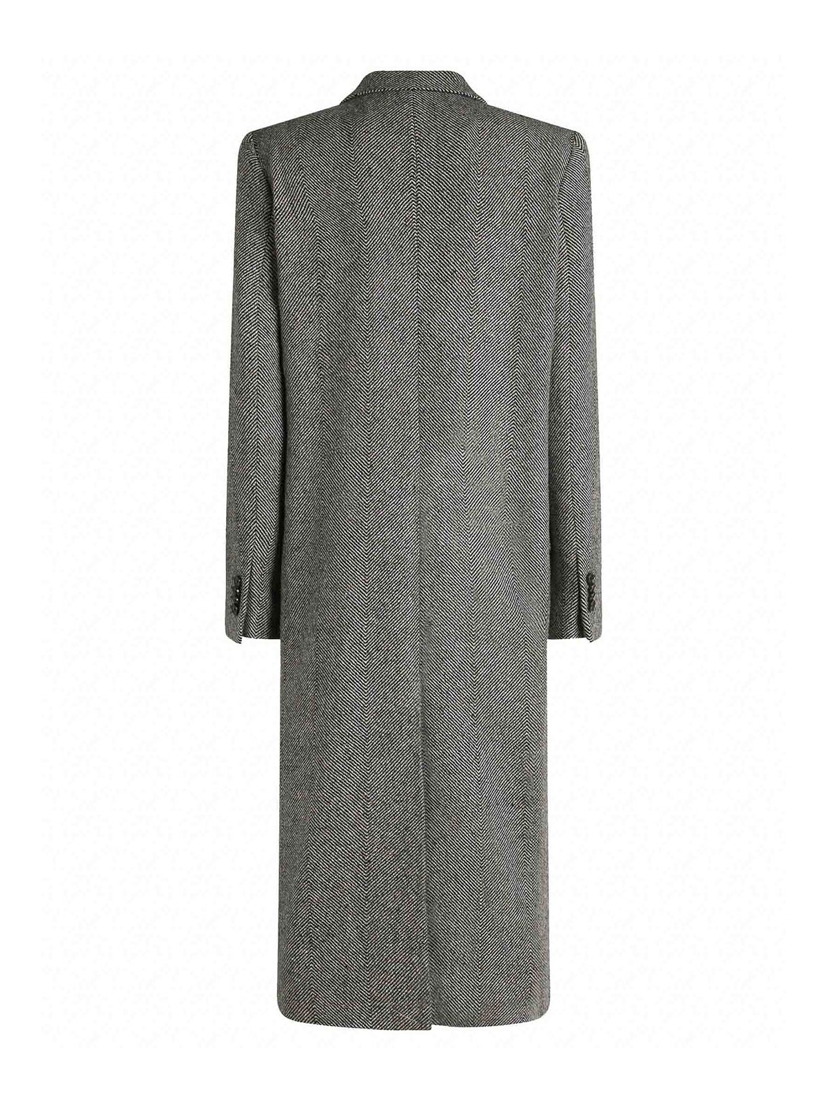 Shop Etro Long Double-breasted Coat In Grey