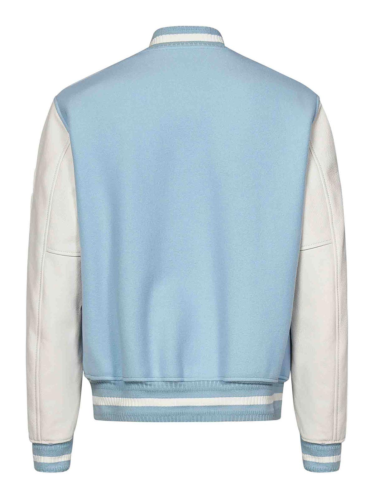 Shop Givenchy Sky Blue Brushed Wool Blend Bomber Jacket Wi In White