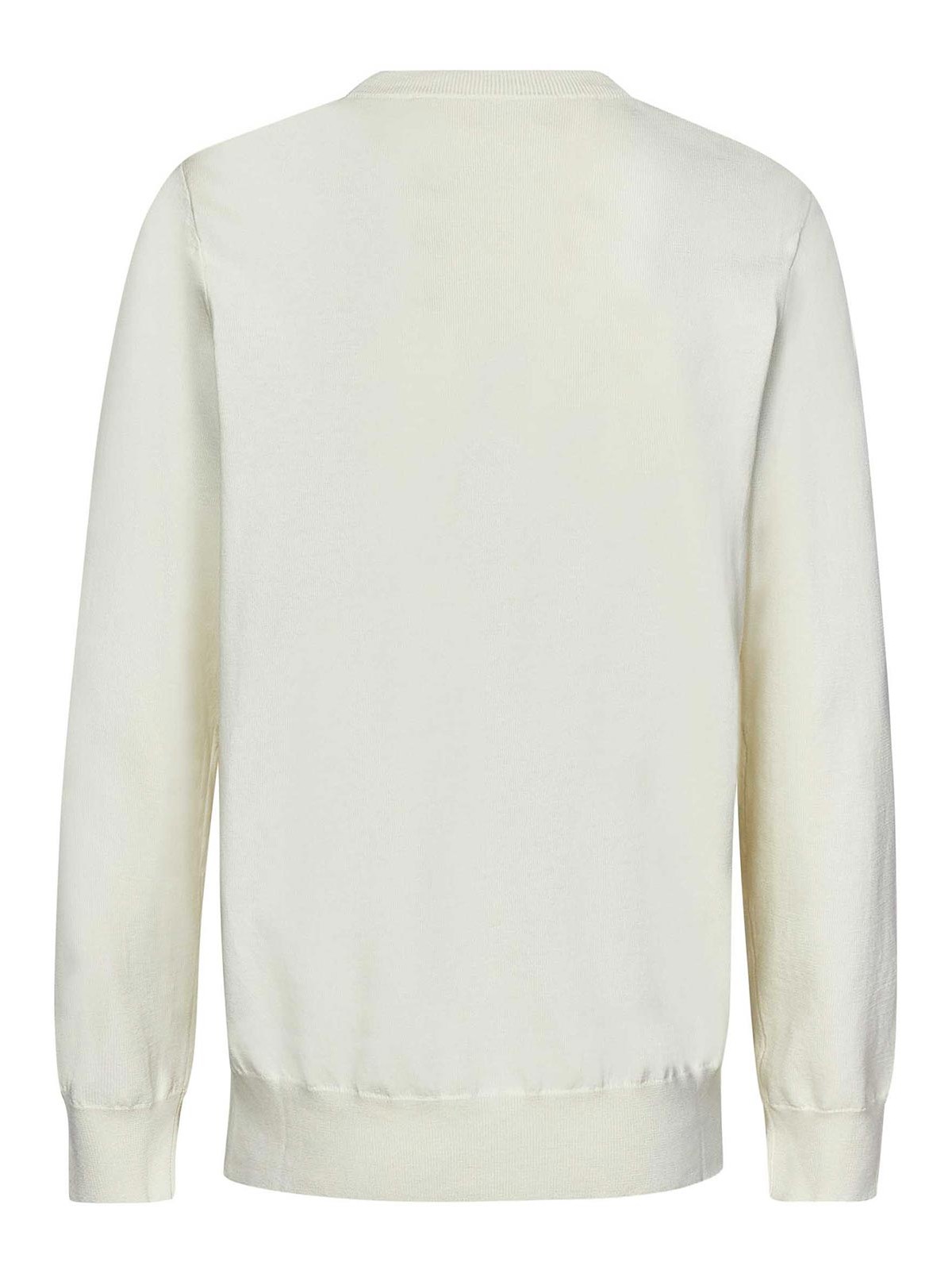 Shop Givenchy Ivory-colored Cotton Knit Crewneck Sweater Wi In White