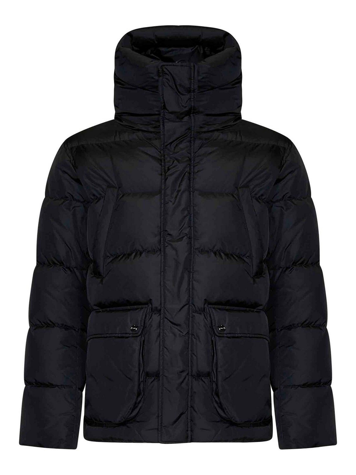 Shop Herno Black Quilted Nylon Hooded Down Jacket