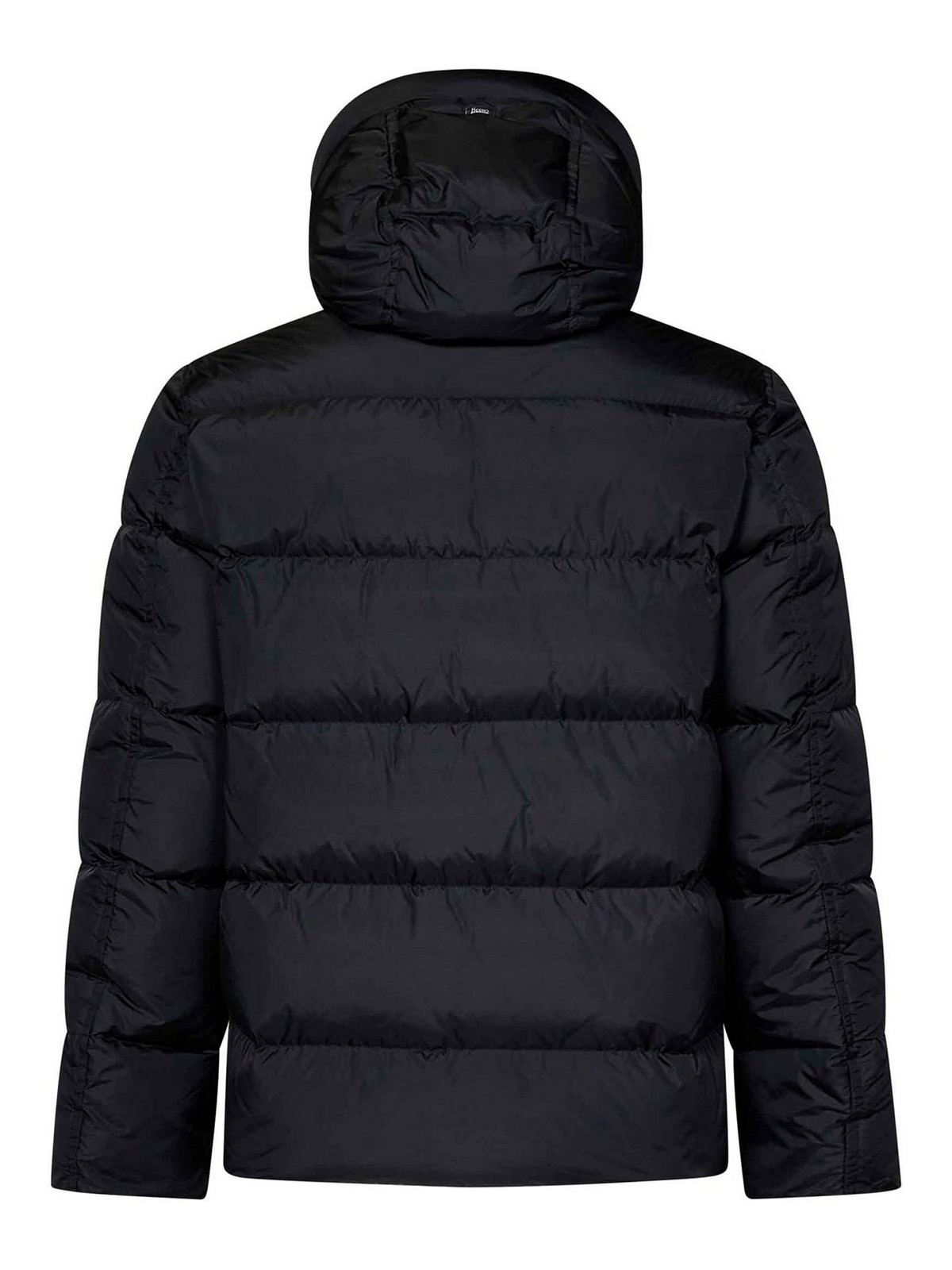 Shop Herno Black Quilted Nylon Hooded Down Jacket