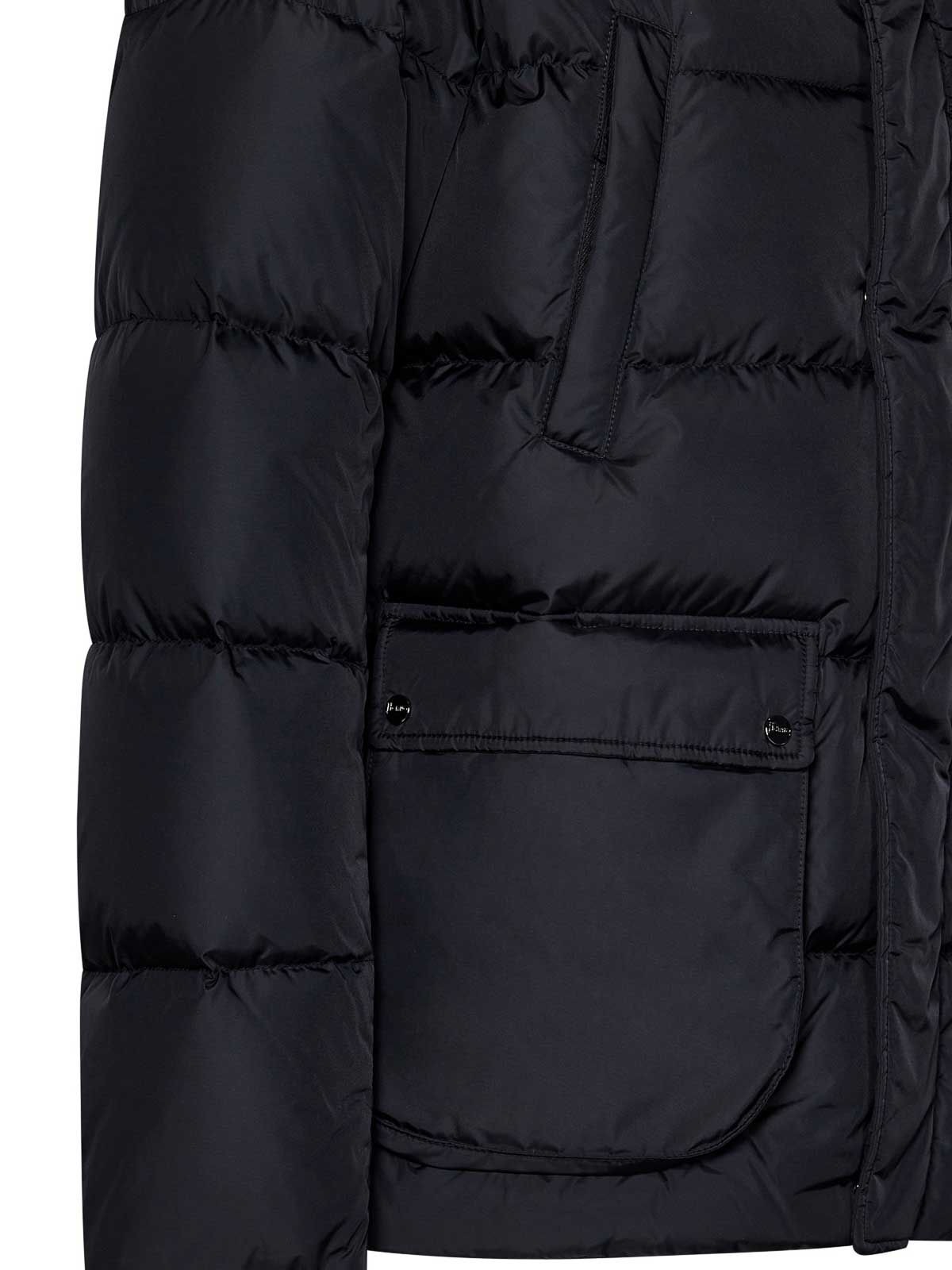 Shop Herno Black Quilted Nylon Hooded Down Jacket