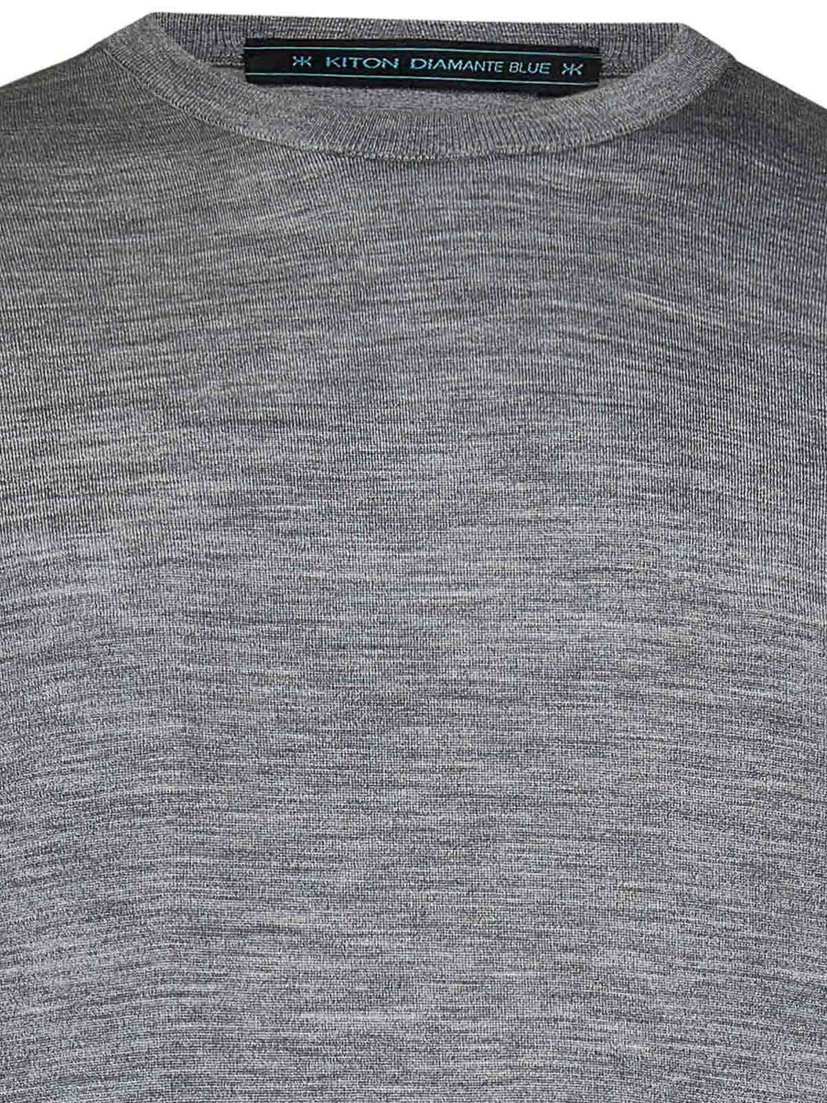 Shop Kiton Crew Necks In Grey