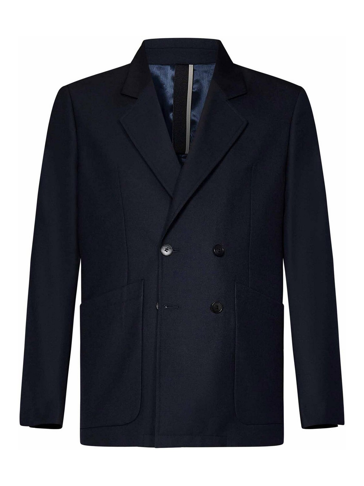 Shop Low Brand Double-breasted Blazer In Blue