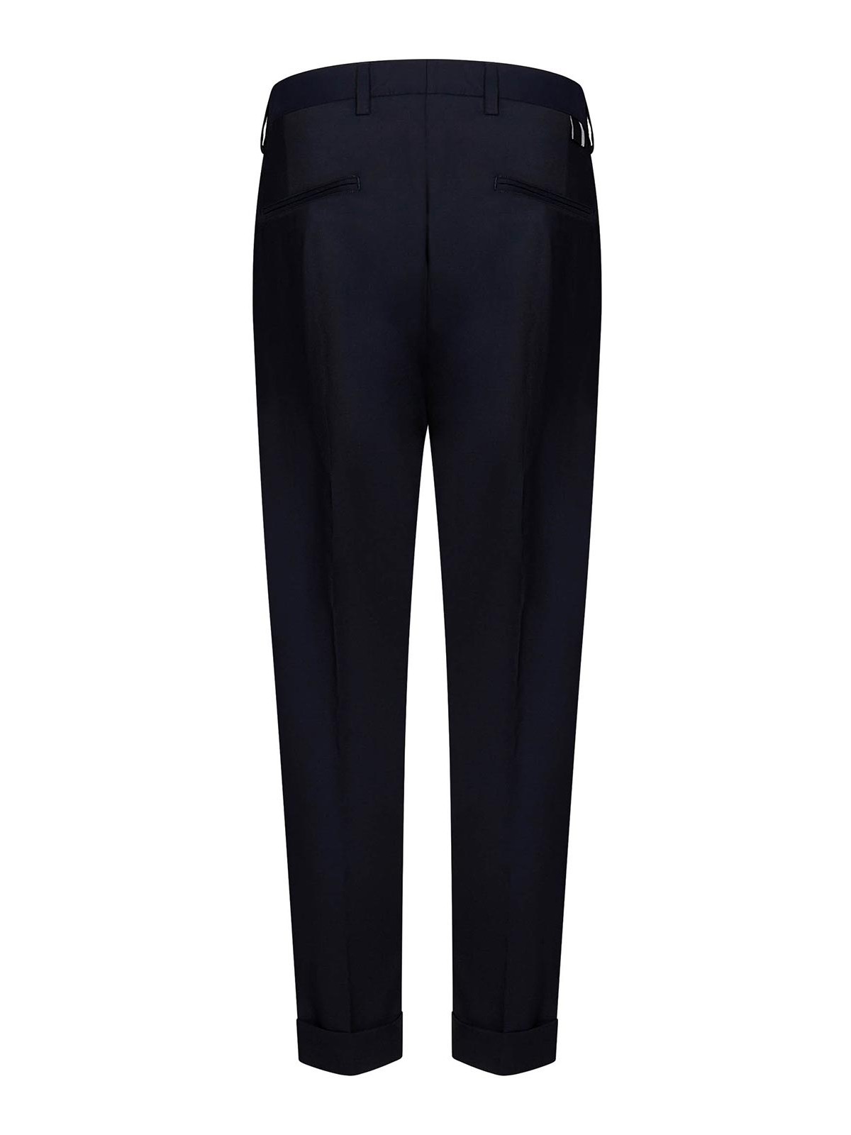 Shop Low Brand Cooper T17 Cropped Slim Fit Trousers In Blue