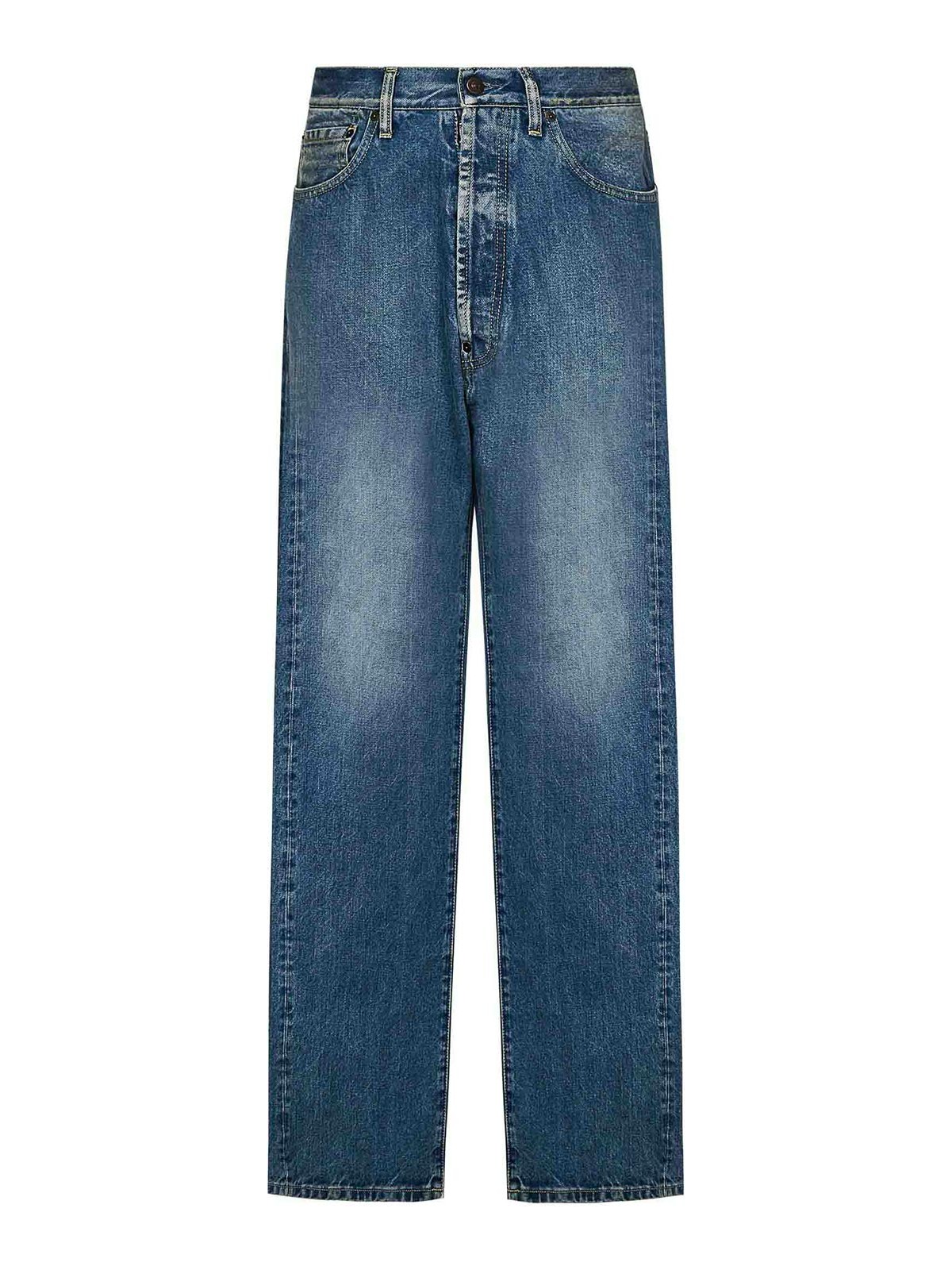 Shop Maison Margiela Straight Leg Jeans In Blue