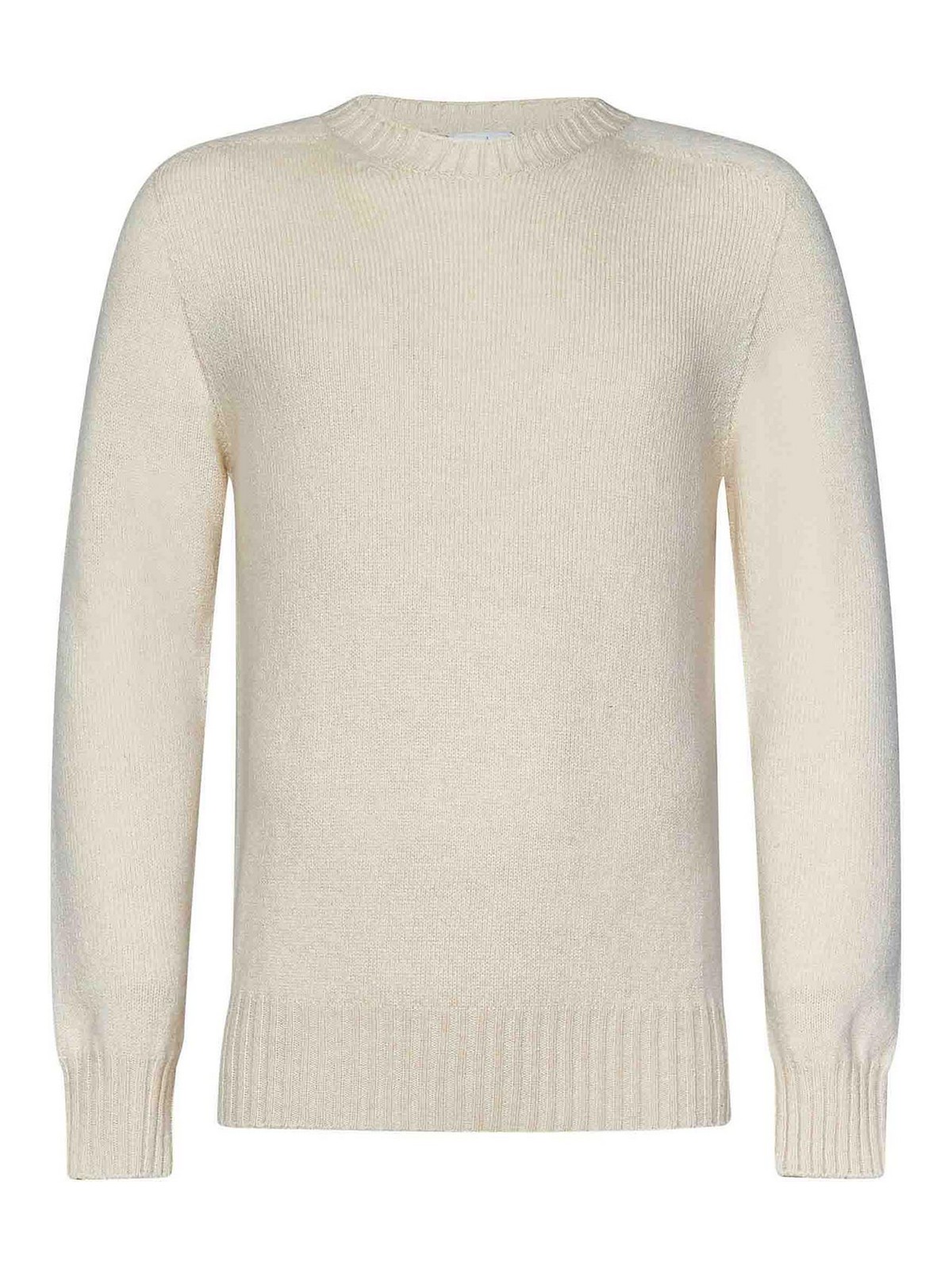 Shop Malo Cream White Cashmere Crew Neck Sweater