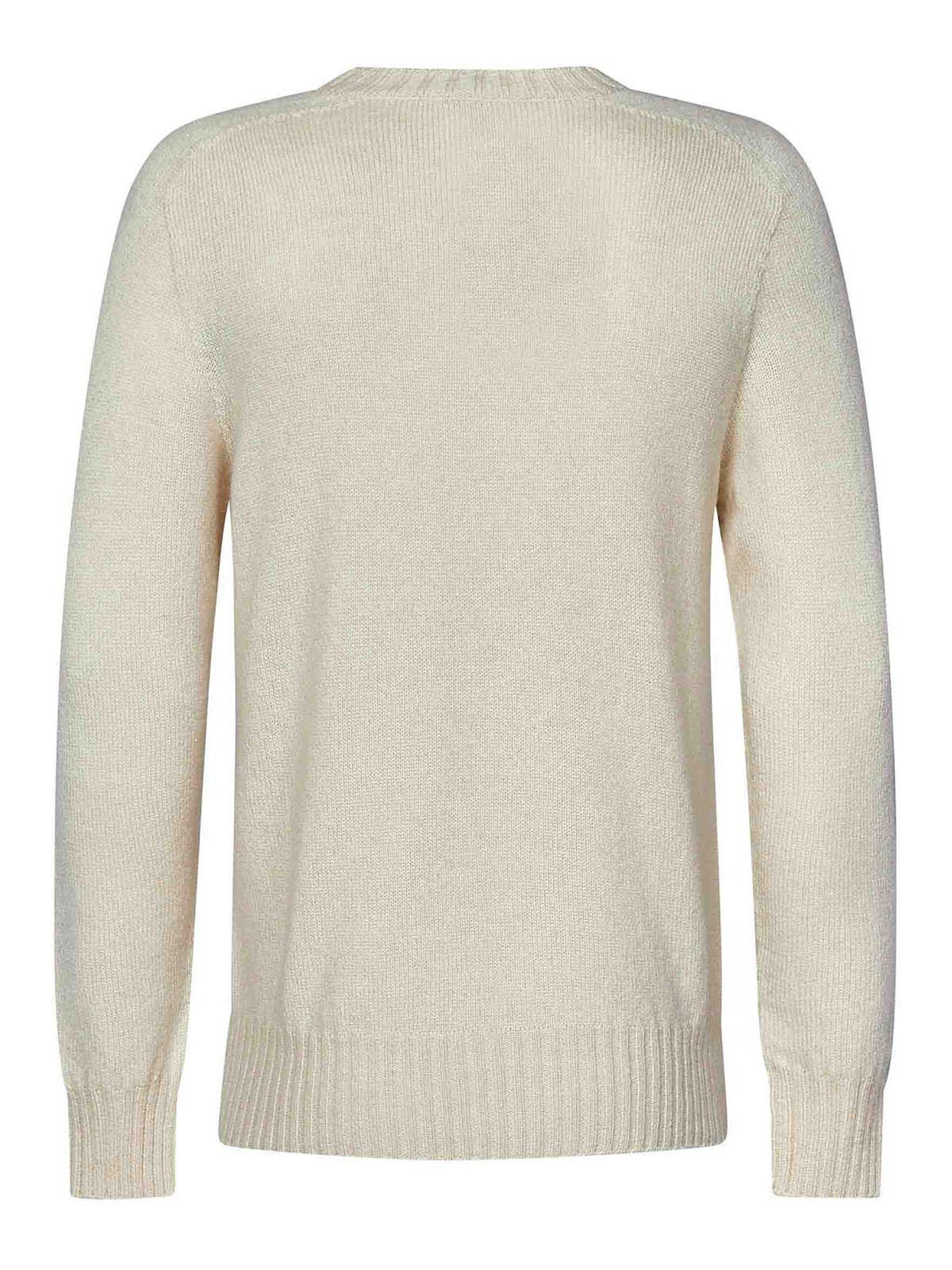 Shop Malo Cream White Cashmere Crew Neck Sweater