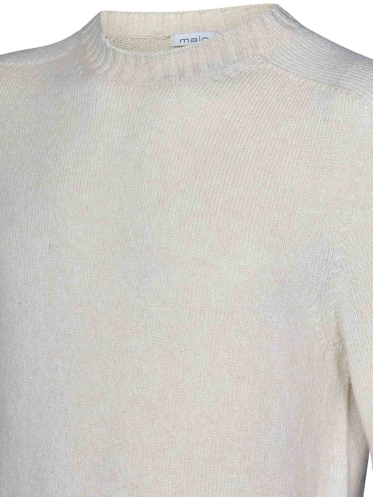 Shop Malo Cream White Cashmere Crew Neck Sweater