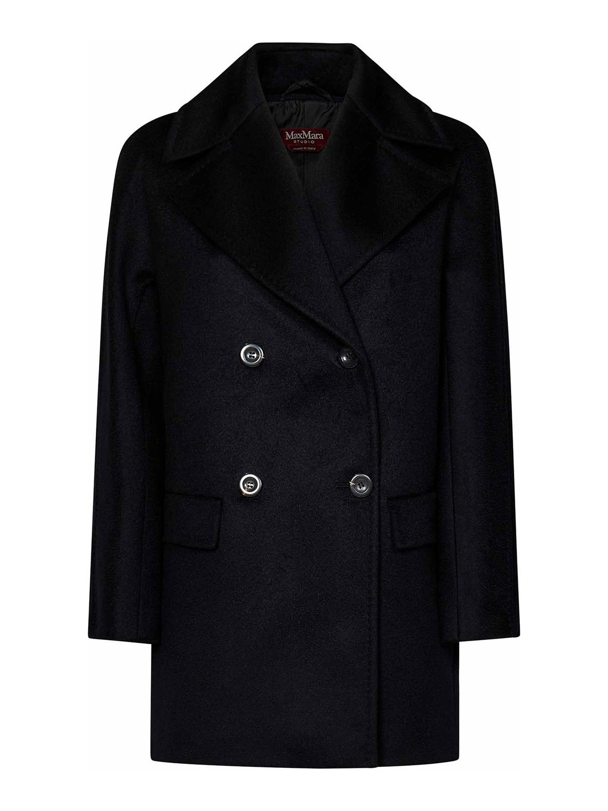 Shop Max Mara Short Black Cashmere Double-breasted Coat