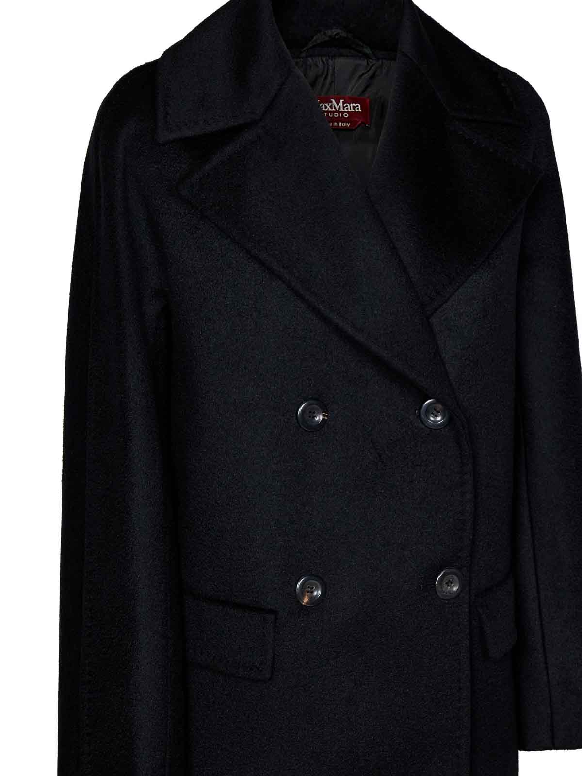 Shop Max Mara Short Black Cashmere Double-breasted Coat