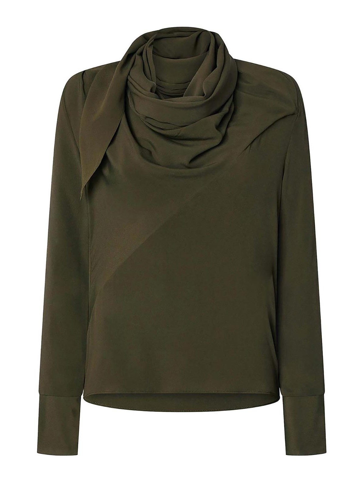 Shop Pinko Beech Green Silk Blend Blouse