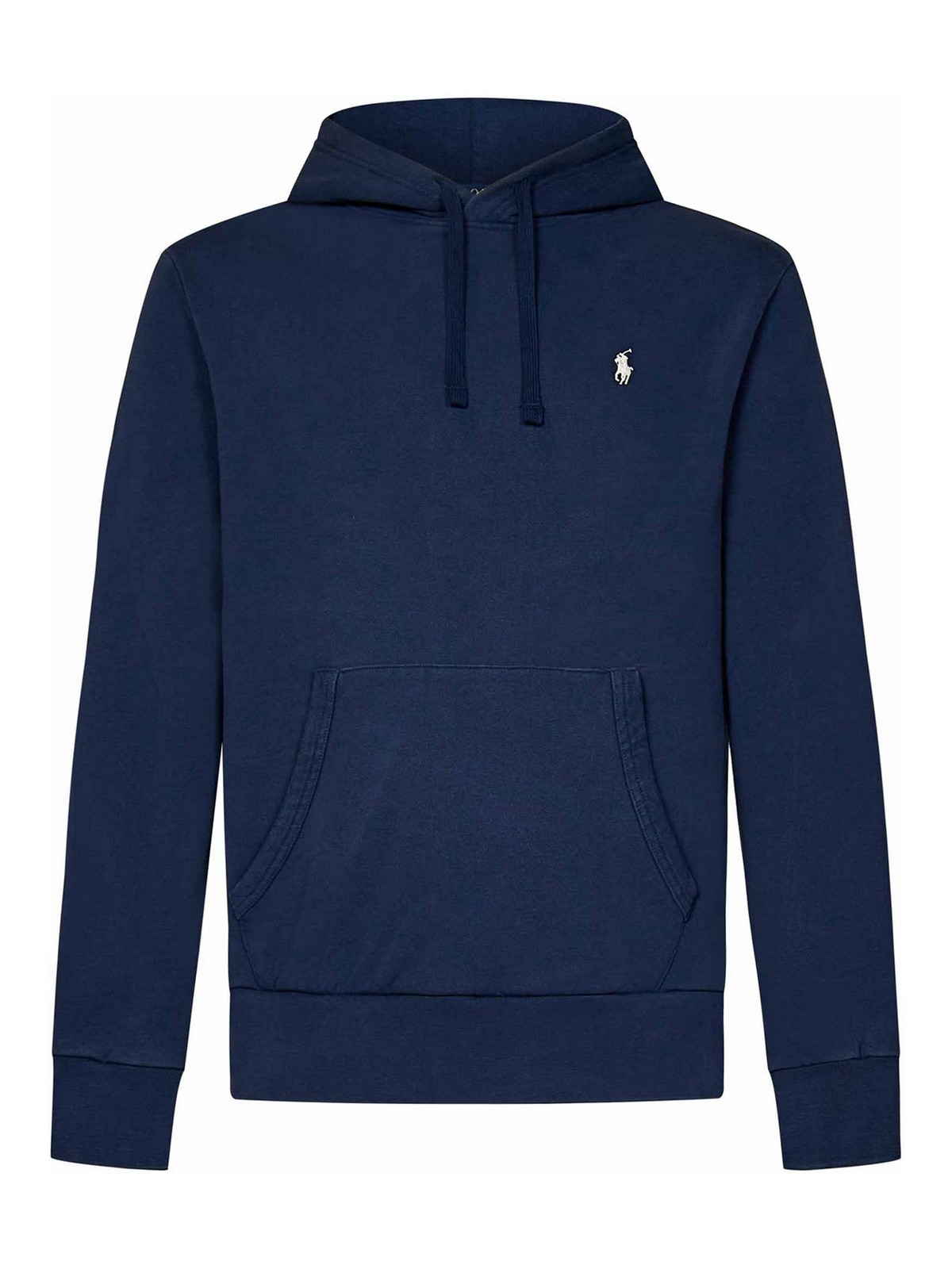 Shop Polo Ralph Lauren Navy Blue Loopback Cotton Hoodie