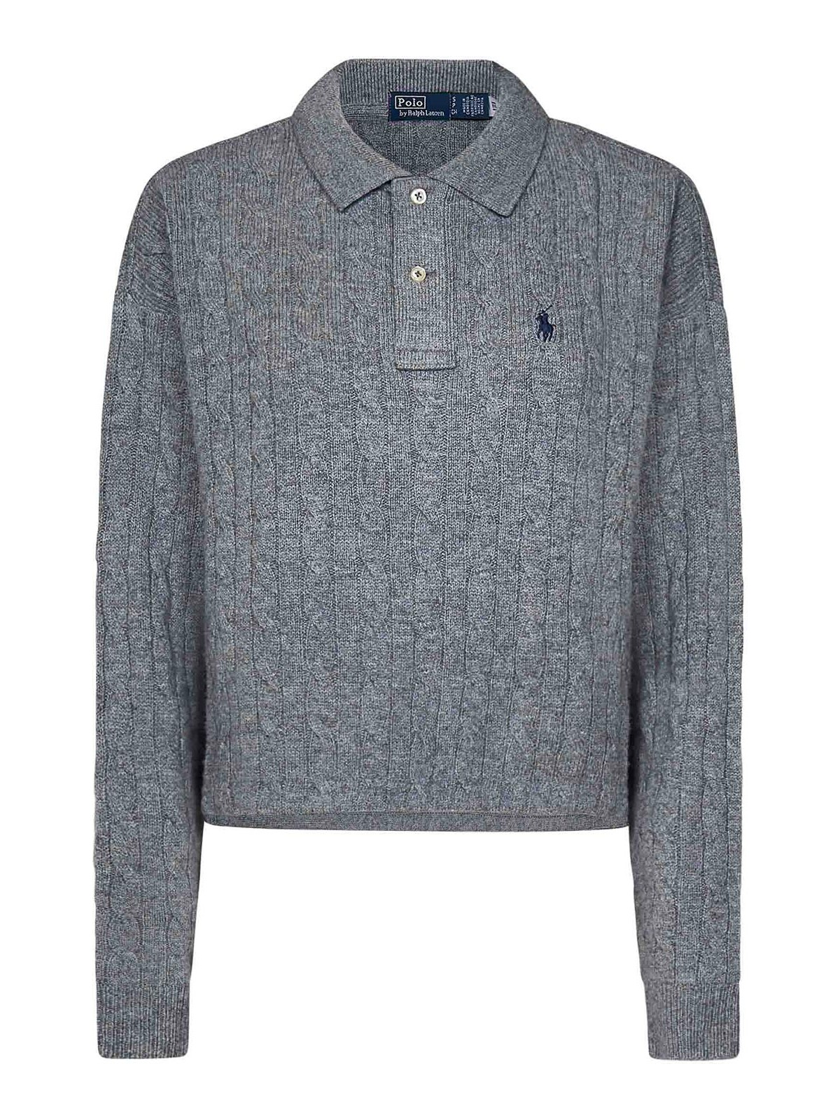 Shop Polo Ralph Lauren Gray Cable-knit Wool And Cashmere Polo Shirt In Grey