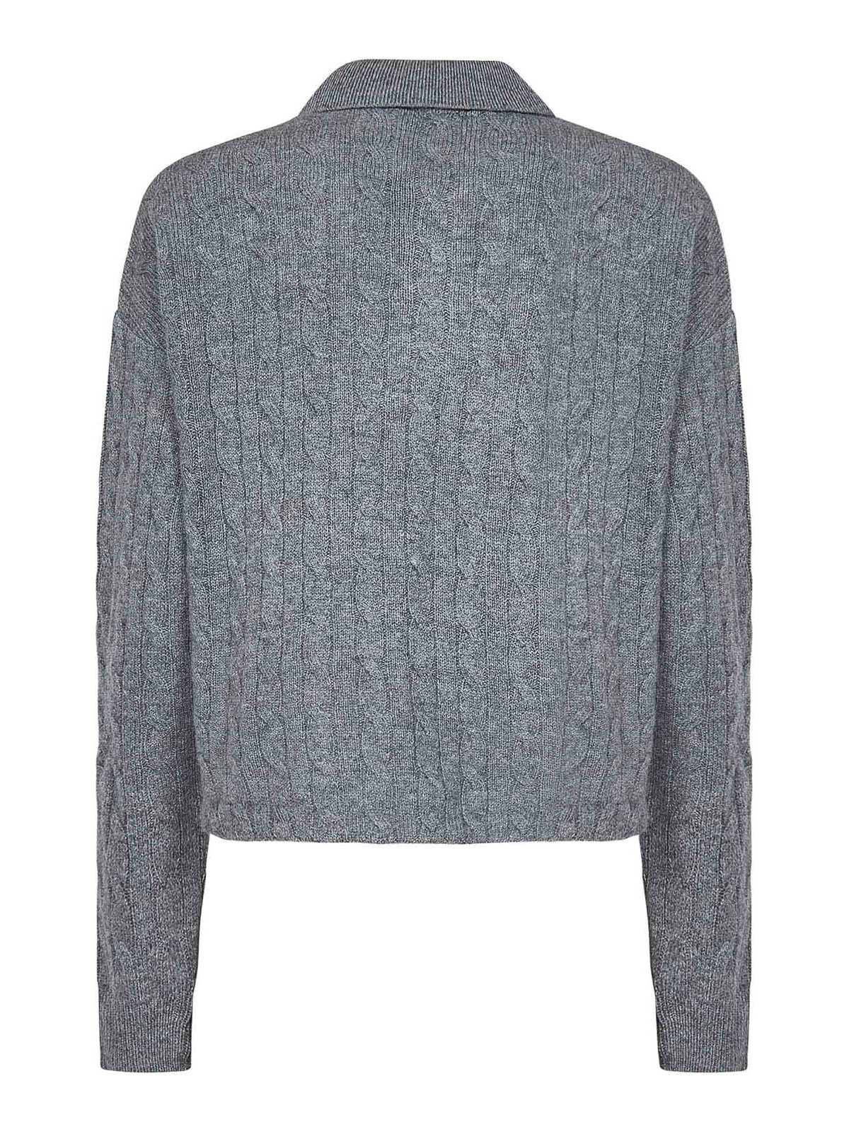 Shop Polo Ralph Lauren Gray Cable-knit Wool And Cashmere Polo Shirt In Grey