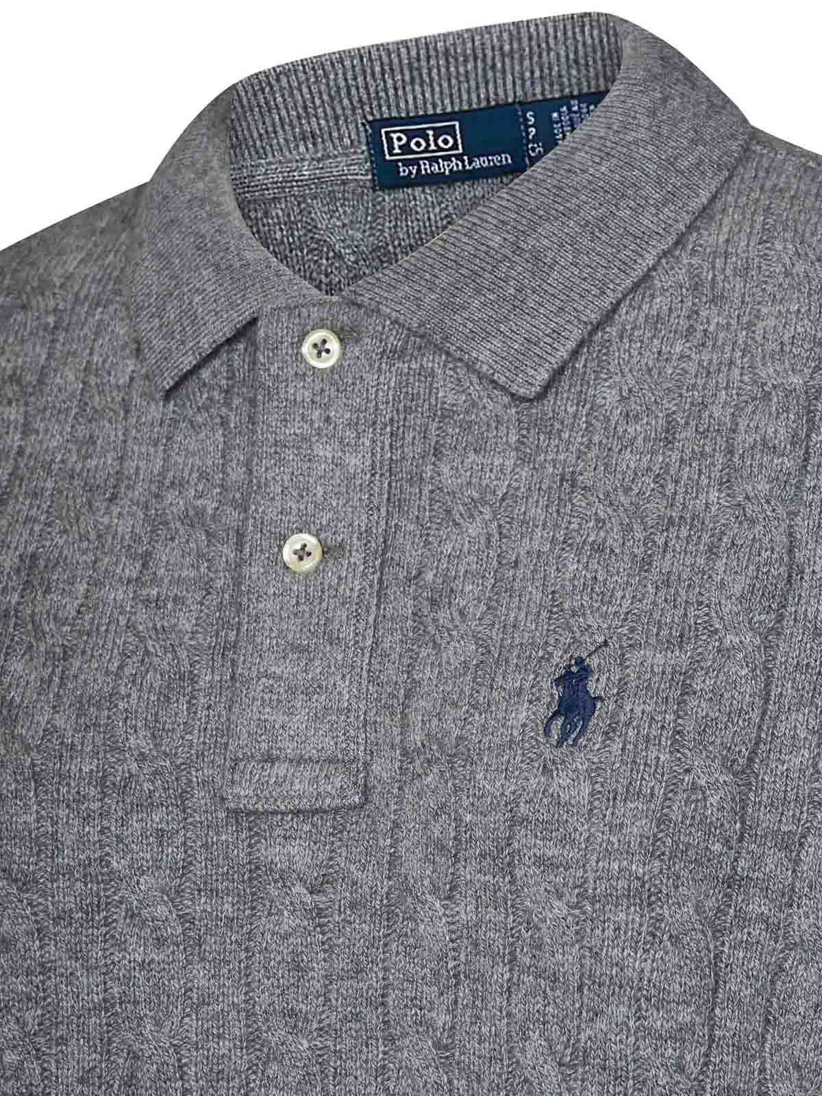 Shop Polo Ralph Lauren Gray Cable-knit Wool And Cashmere Polo Shirt In Grey