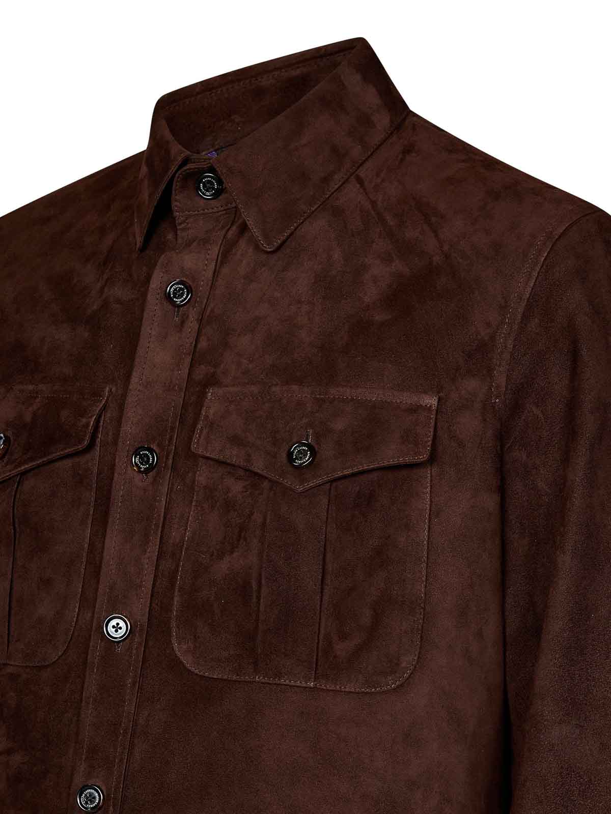 Shop Ralph Lauren Brown Waterproof Suede Shirt Jacket