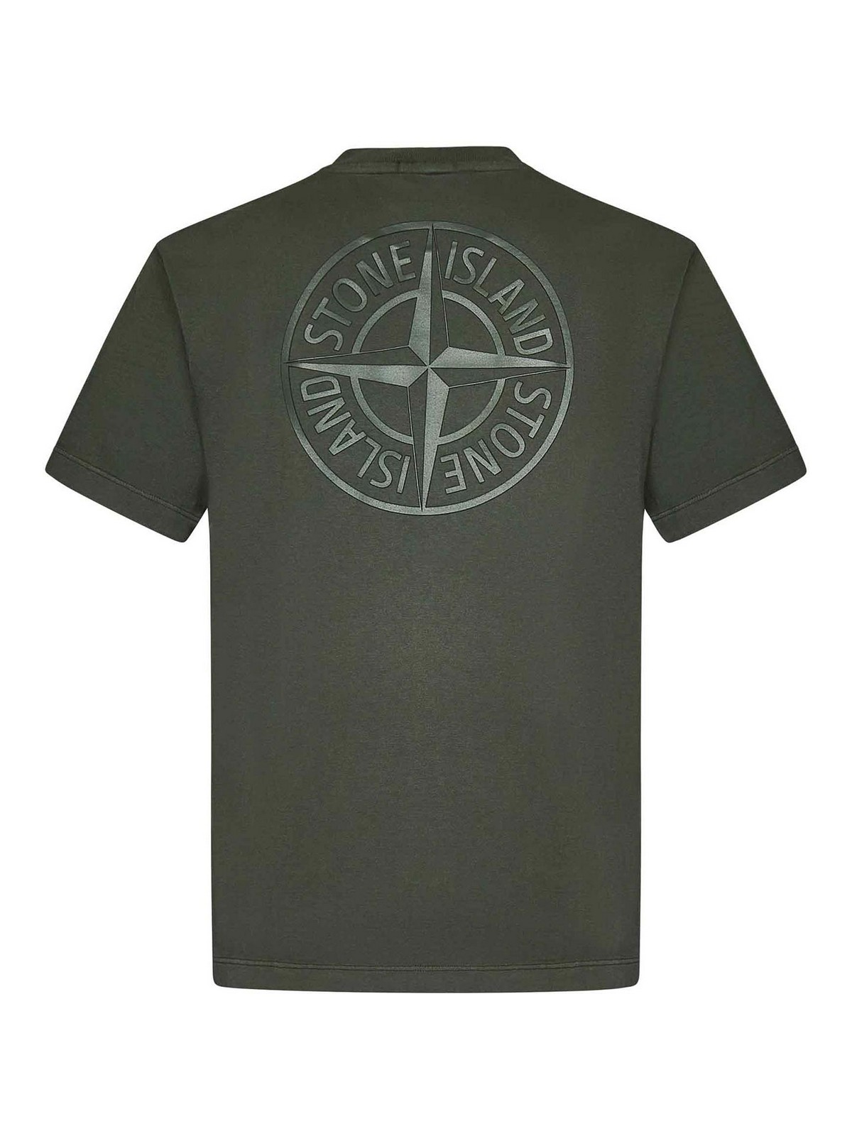 Shop Stone Island Musk Green Cotton Jersey  T-shirt