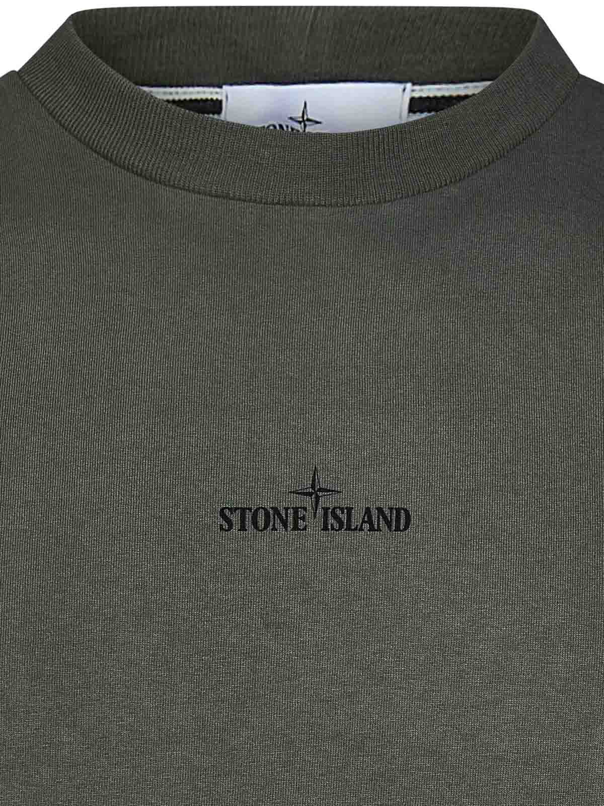 Shop Stone Island Musk Green Cotton Jersey  T-shirt