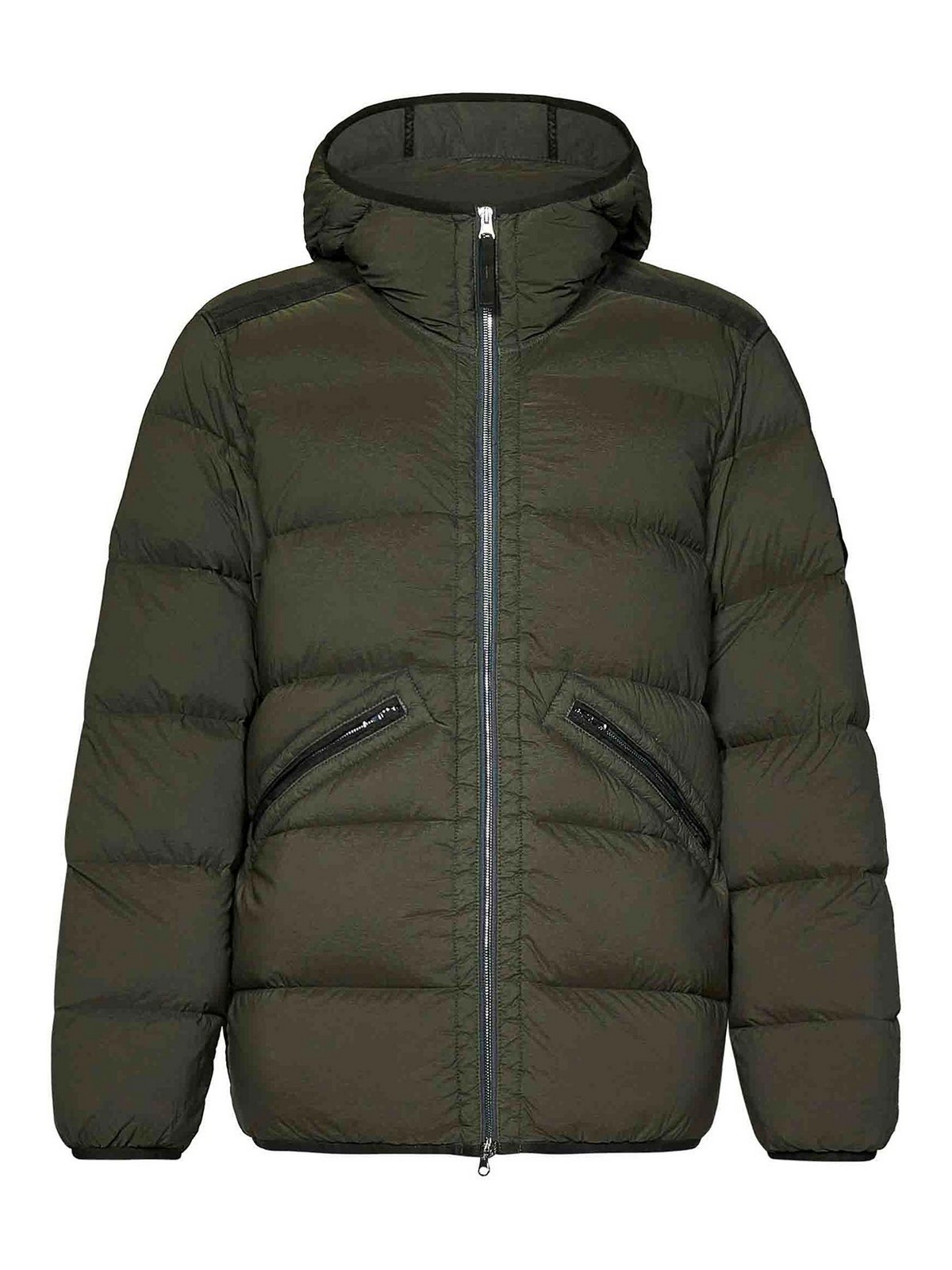 Shop Stone Island Musk Green Lightweight Stretch Nylon Hooded J